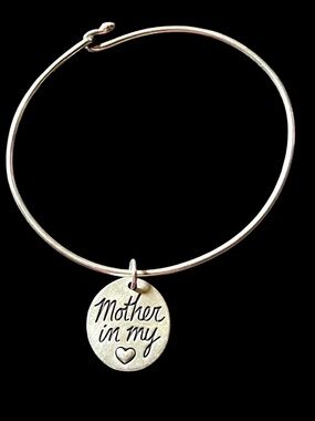 James Avery Sterling Silver 925  'Mother in My Heart' Charm Bangle Bracelet